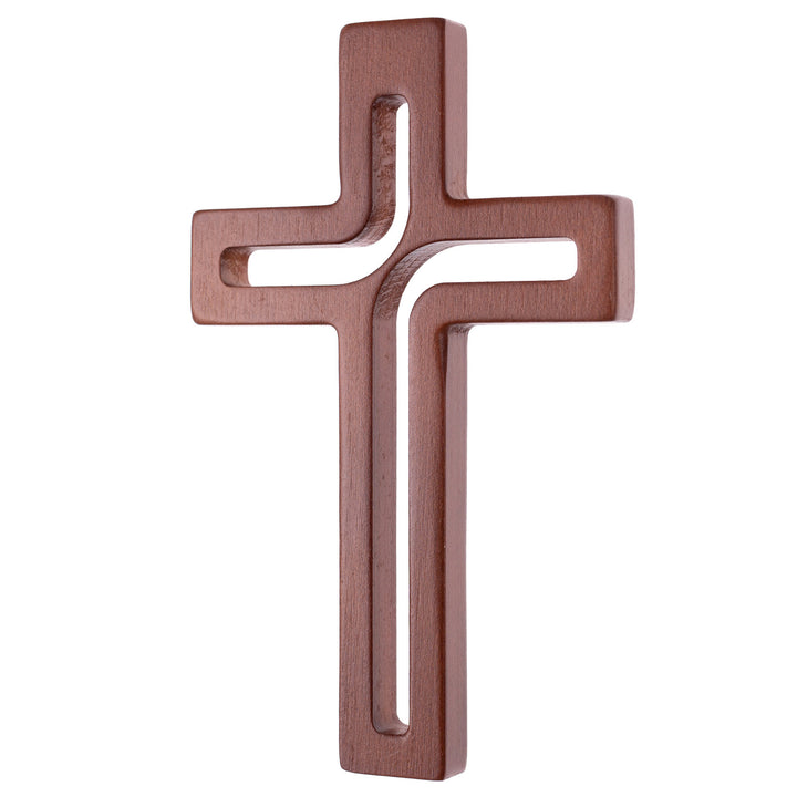 C07.18.01 Modern Hanging Cross Wooden Natural Beech Wood 18x12 cm Crucifix Christian Gift Idea