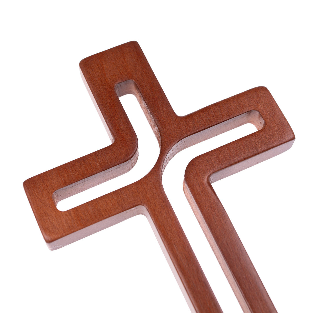 C07.18.01 Modern Hanging Cross Wooden Natural Beech Wood 18x12 cm Crucifix Christian Gift Idea