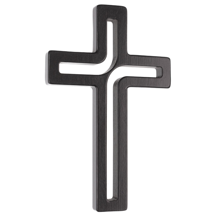 Wooden Hanging Cross Modern Black 18x12x1.5 cm Crucifix Beech Wood Wall