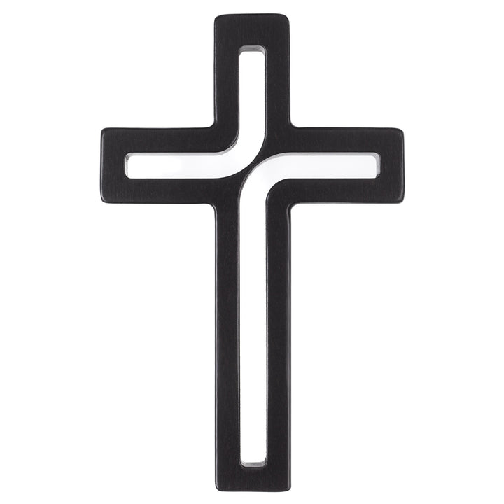 Wooden Hanging Cross Modern Black 18x12x1.5 cm Crucifix Beech Wood Wall