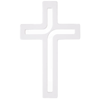 Wooden Hanging Cross Modern White 18x12x1.5 cm Beech Wood Natural Elegan Gift Christening Wedding Communion