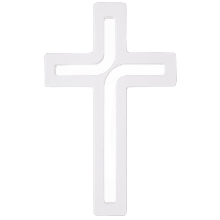 Wooden symbol hanging cross modern white 25x16x1.6 cm