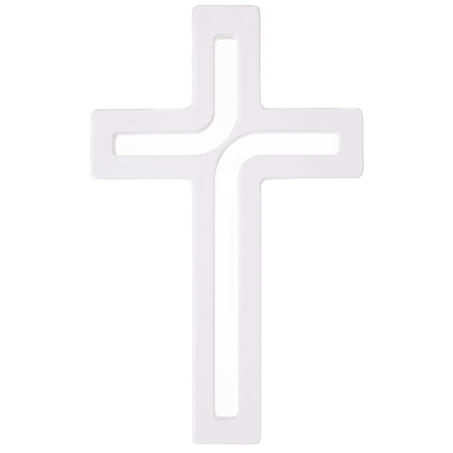 Wooden symbol hanging cross modern white 25x16x1.6 cm