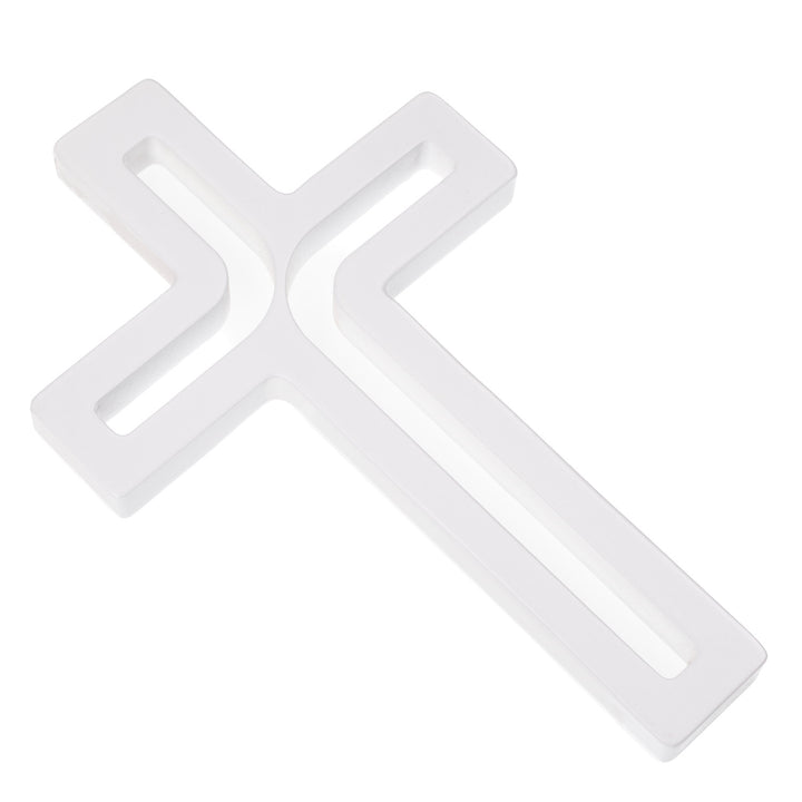 LUDA STUDIO Modern Wooden Hanging Wall Cross WHITE 30 x 18 x 1.8 cm Beech Wood