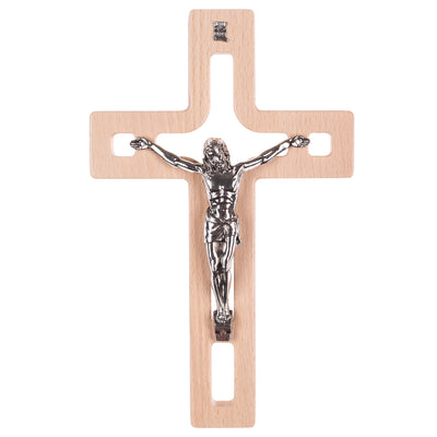 Wooden Hanging Cross Christian Modern Holy Jesus Crucifix Passion Wall Mount Prayer