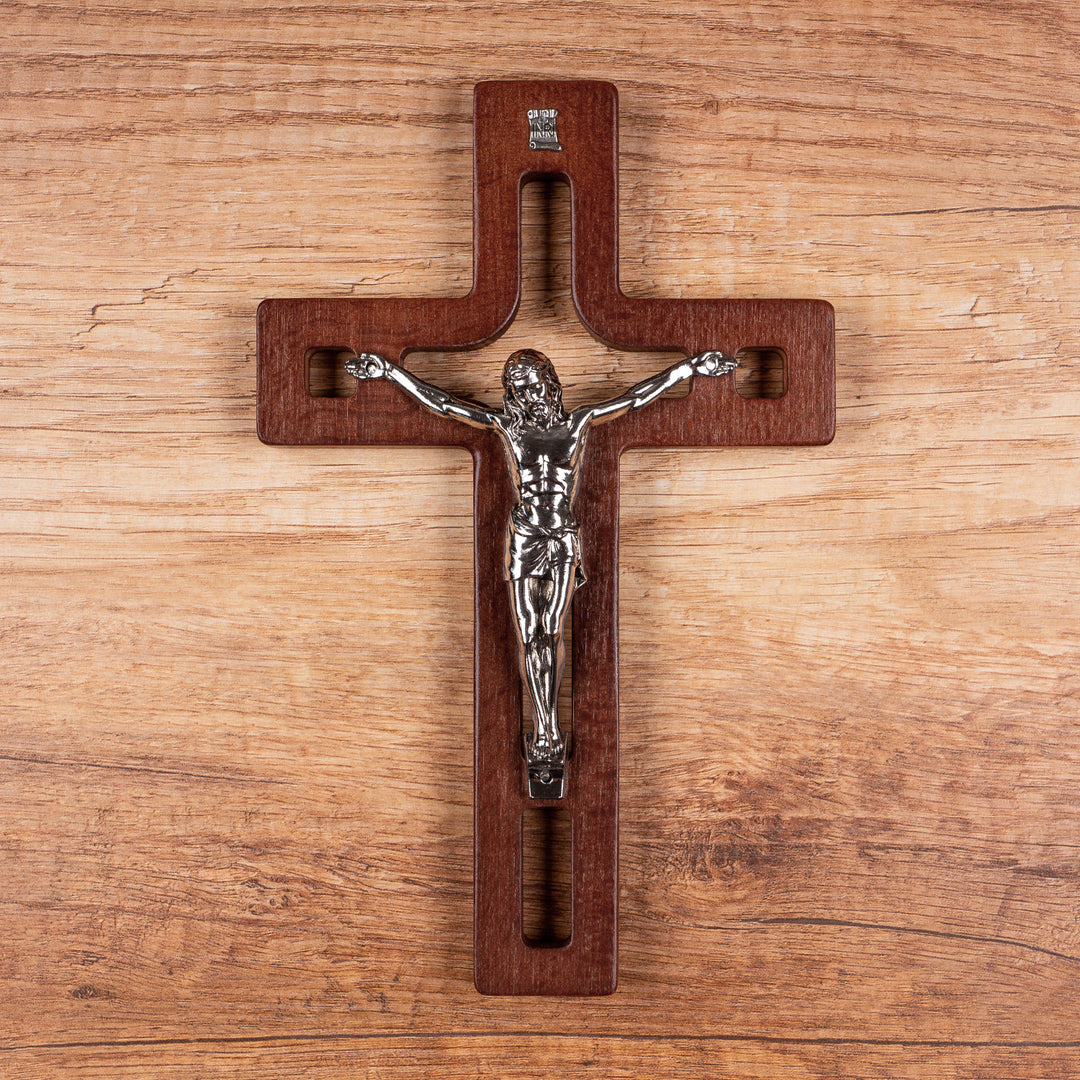 Wooden Hanging Cross Christian Modern Holy Jesus Crucifix Passion Wall Mount Prayer 18x12x1.4cm