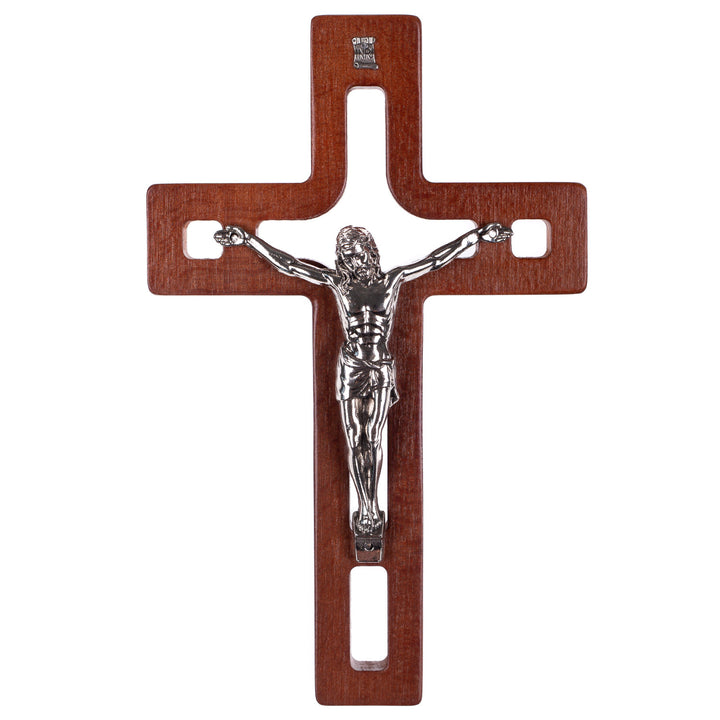 Wooden Hanging Cross Christian Modern Holy Jesus Crucifix Passion Wall Mount Prayer 18x12x1.4cm