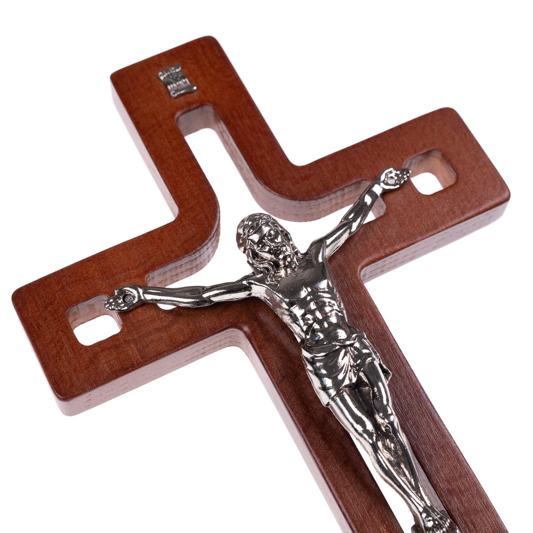 Wooden Hanging Cross Christian Modern Holy Jesus Crucifix Passion Wall Mount Prayer 25x16x1.6cm