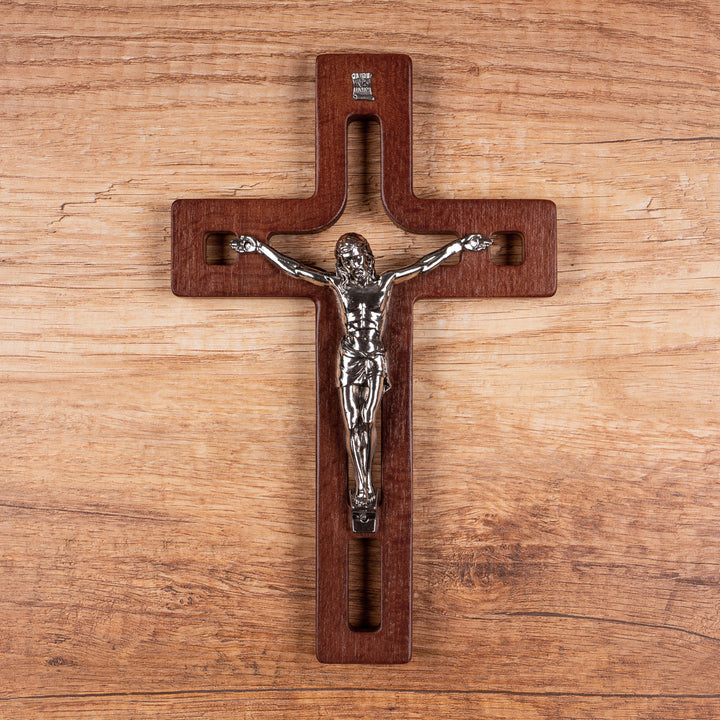 Wooden Hanging Cross Christian Modern Holy Jesus Crucifix Passion Wall Mount Prayer 25x16x1.6cm