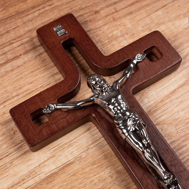 Wooden Hanging Cross Christian Modern Holy Jesus Crucifix Passion Wall Mount Prayer 25x16x1.6cm