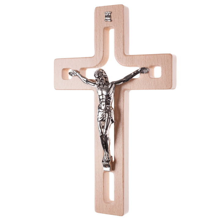 Wooden Hanging Cross Christian Modern Holy Jesus Crucifix Passion Wall Mount Prayer 30x18x1.8cm