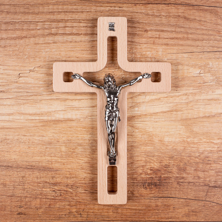 Wooden Hanging Cross Christian Modern Holy Jesus Crucifix Passion Wall Mount Prayer 30x18x1.8cm