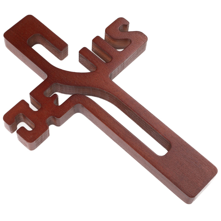 Wooden cross hanging inscription JESUS brown 22x14x1.6cm