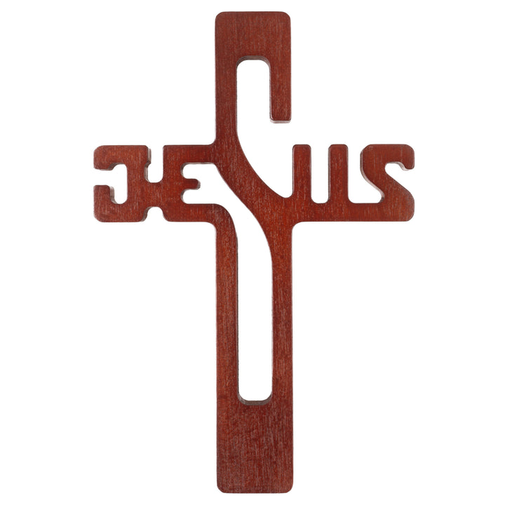 Wooden cross hanging inscription JESUS brown 22x14x1.6cm