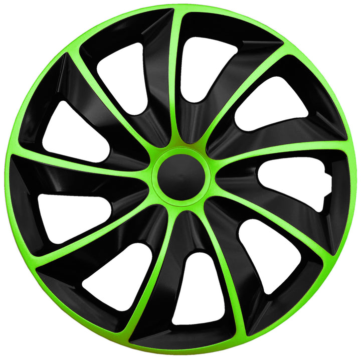 NRM Quad Bicolor Wheel Covers Hubcaps 14" Set 4PCS ABS Green Universal 14 in Weather Resistant UK