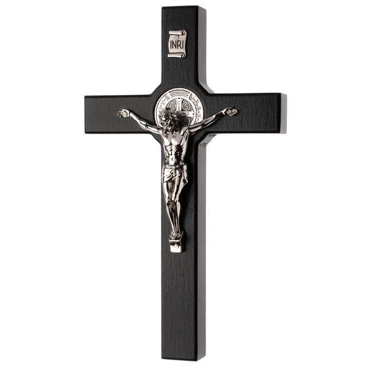 Wooden Hanging Cross of St. Benedict hanging Black 18x10x1.8cm