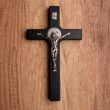 Wooden Hanging Cross of St. Benedict hanging Black 18x10x1.8cm
