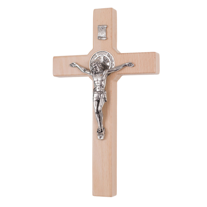 Wooden St. Benedict's cross hanging with a pasque natural 22x12x1.8cm.