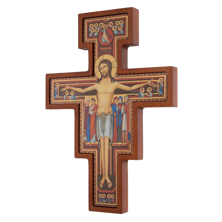 Wooden Wall Cross from San Damiano St. Francis Hanging Crucifix Christian 14x10x1.8cm.