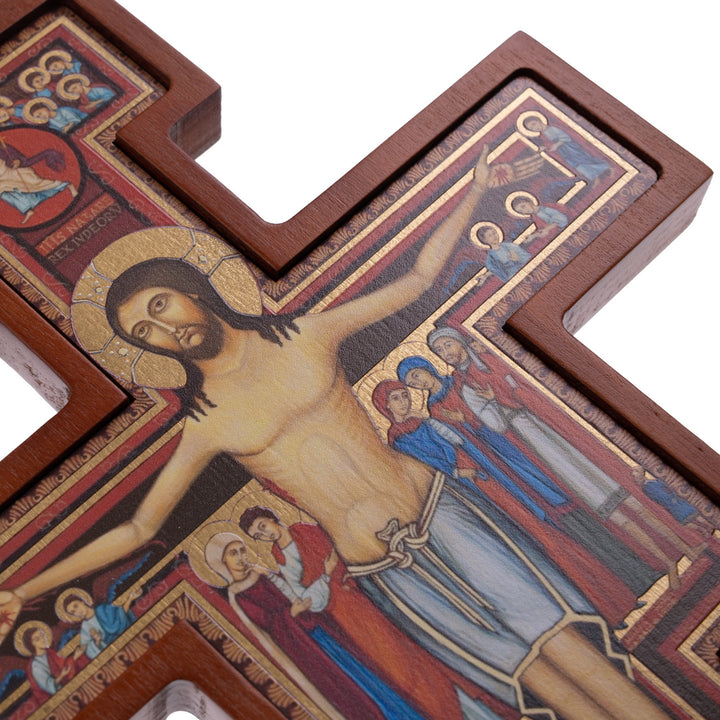 Wooden Wall Cross from San Damiano St. Francis Hanging Crucifix Christian 14x10x1.8cm.