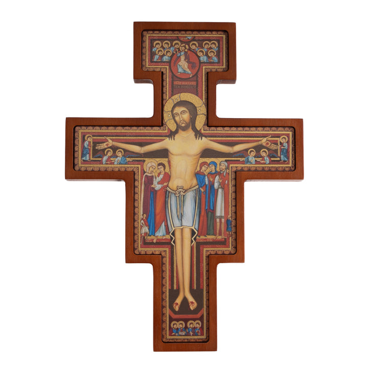 Wooden Wall Cross from San Damiano St. Francis Hanging Crucifix Christian 14x10x1.8cm.