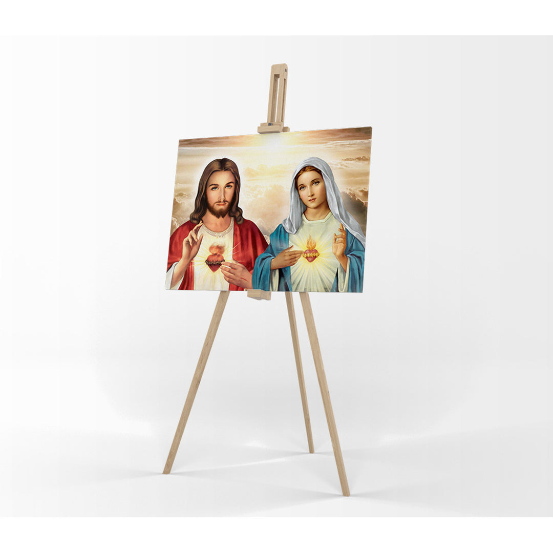 Image on canvas Heart of Jesus Heart of Mary 20x30 cm