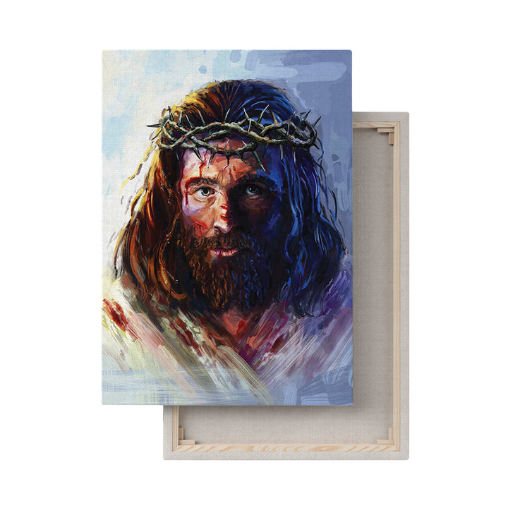 Jesus Christ Painting Crown of Thorns Portrait Cotton Pine Wood 20x30cm