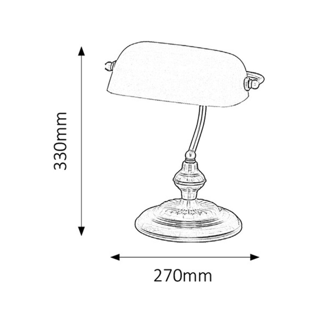 Deasc RABALUX BANK Lampa Baincéir Miotal &amp; Glas Gloine Retro Vintage