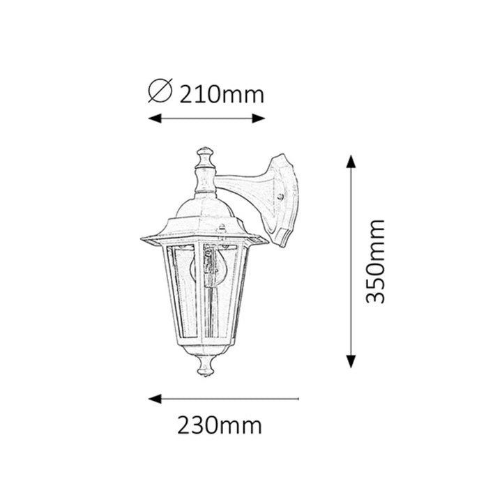 Lampa Balla Lasmuigh Rabalux Velence 8202 Solas Patio Miotail Gairdín E27 60W Ardán IP44