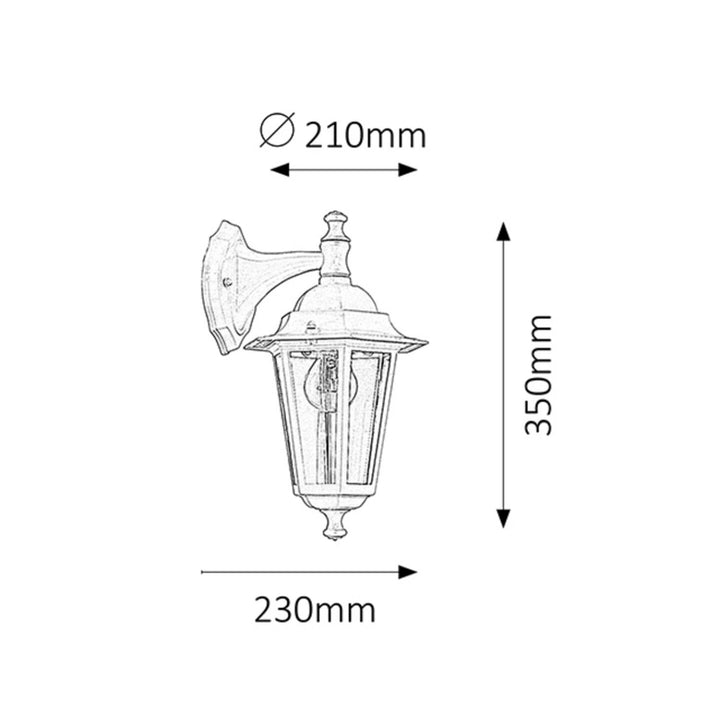 Rabalux Velence 8201 Braiteoir Tairiscint Lampa Balla Lasmuigh de Miotal Solas Patio Gloine IP43 E27 60W Bán