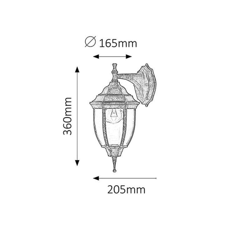 Rabalux Nizza 8451 Wall Lampa Ardán Gairdín Solas Cúil E27 60W IP43 Miotal