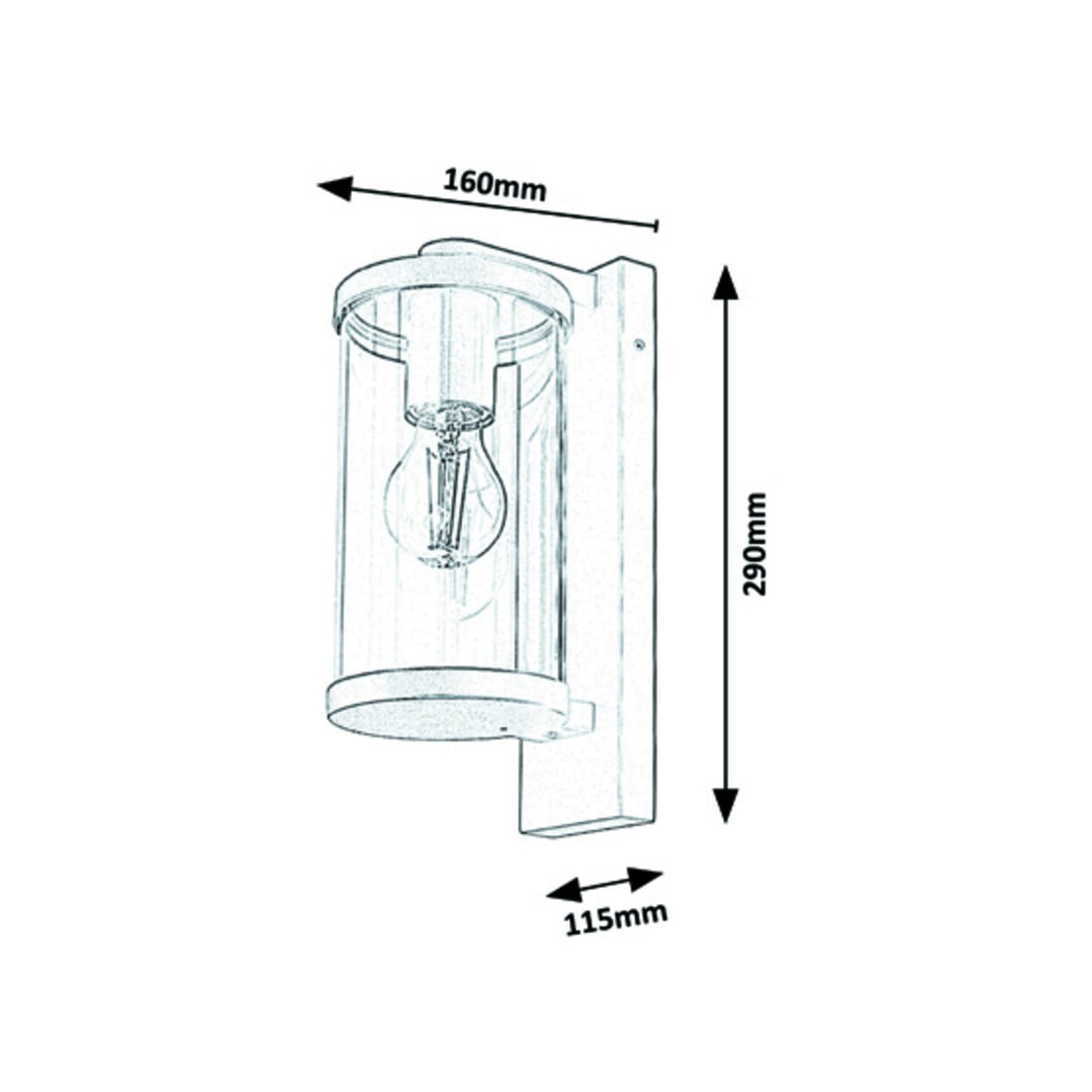 RABALUX SILISTRA Lampa Balla Gairdín Patio Lasmuigh Tionscail 60W E27 IP44 Alúmanam Gloine Antraicít