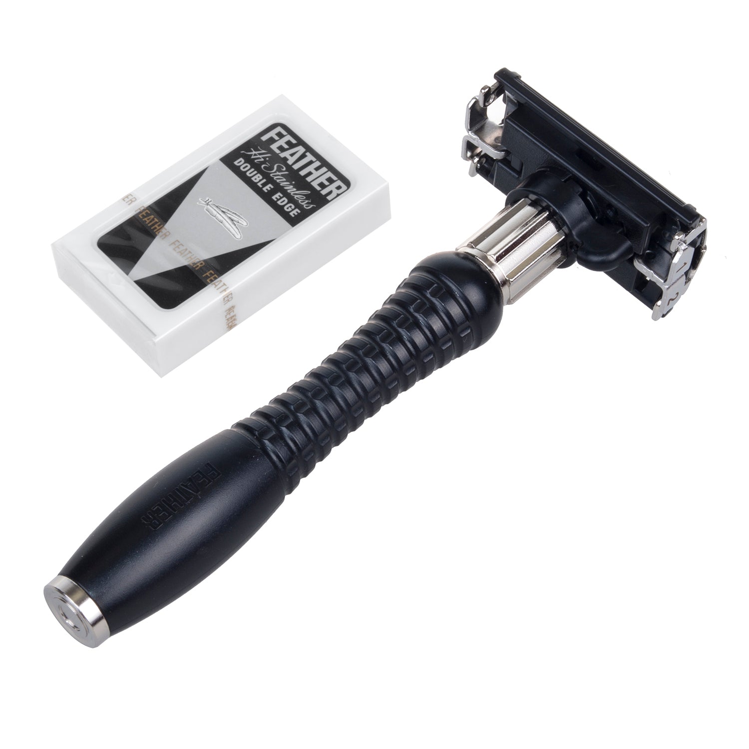 Feather DER-A shaving razor with interchangeable blades. Stainless ste ...