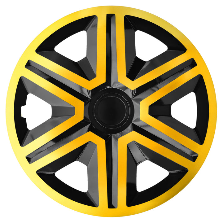 NRM ACTION Doublecolor wheel covers for 15" steel rims Two-tone hubcaps set of 4 car KFZ vehicle Suitable ür die meisten Marken und Felgen ABS-Kunststoff Gold/Schwarz