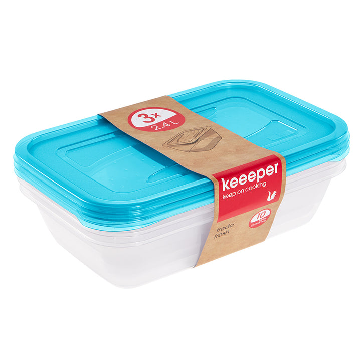 Keeeper Fredo Fresh Food Container Set Fridge Freezer Dishwasher Safe 3 x 2.4l  Stackable