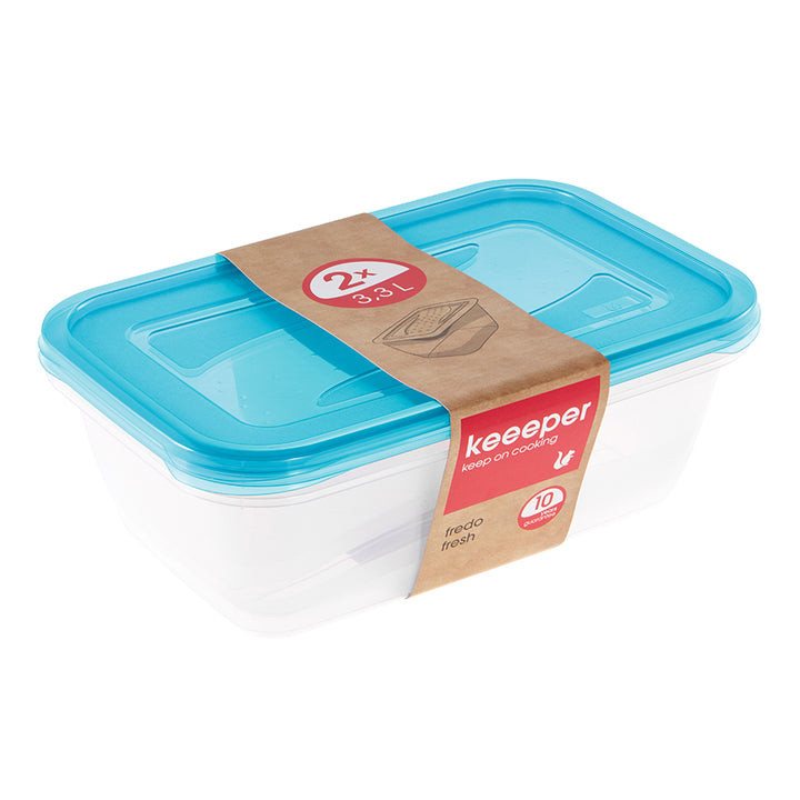 Keeeper Fredo Fresh Food Container Set Fridge Freezer Dishwasher Safe 3 x 1.25L Stackable