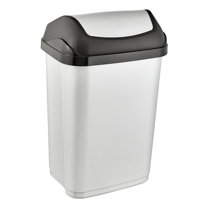 Araid Dramhaíola 25L an Coimeádaí Swantje le Bruscar Flap Lid Swing Can Dustbin Baile Laistigh Airgid Liath Le hInsí Uilíoch