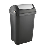 Keeeper Swantje 25L Waste Bin with Swing Lid Flap Trash Can Dustbin Home Indoor Graphite Grey Universal Hinged Lidded