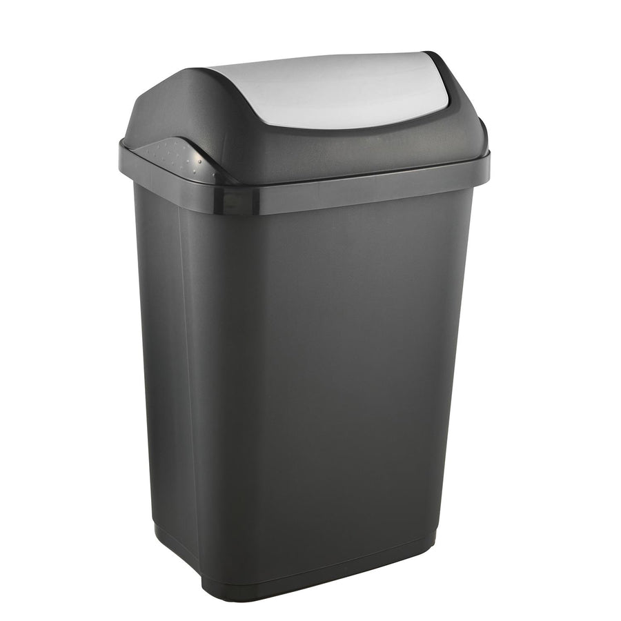 Keeeper Swantje 25L Waste Bin with Swing Lid Flap Trash Can Dustbin Home Indoor Graphite Grey Universal Hinged Lidded