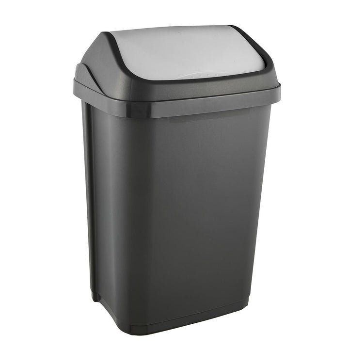 Araid Dramhaíola 25L an Coimeádaí Swantje le Bruscar Flap Lid Swing Can Dustbin Baile Graifít Laistigh Liath Inse Uilíoch Lidded