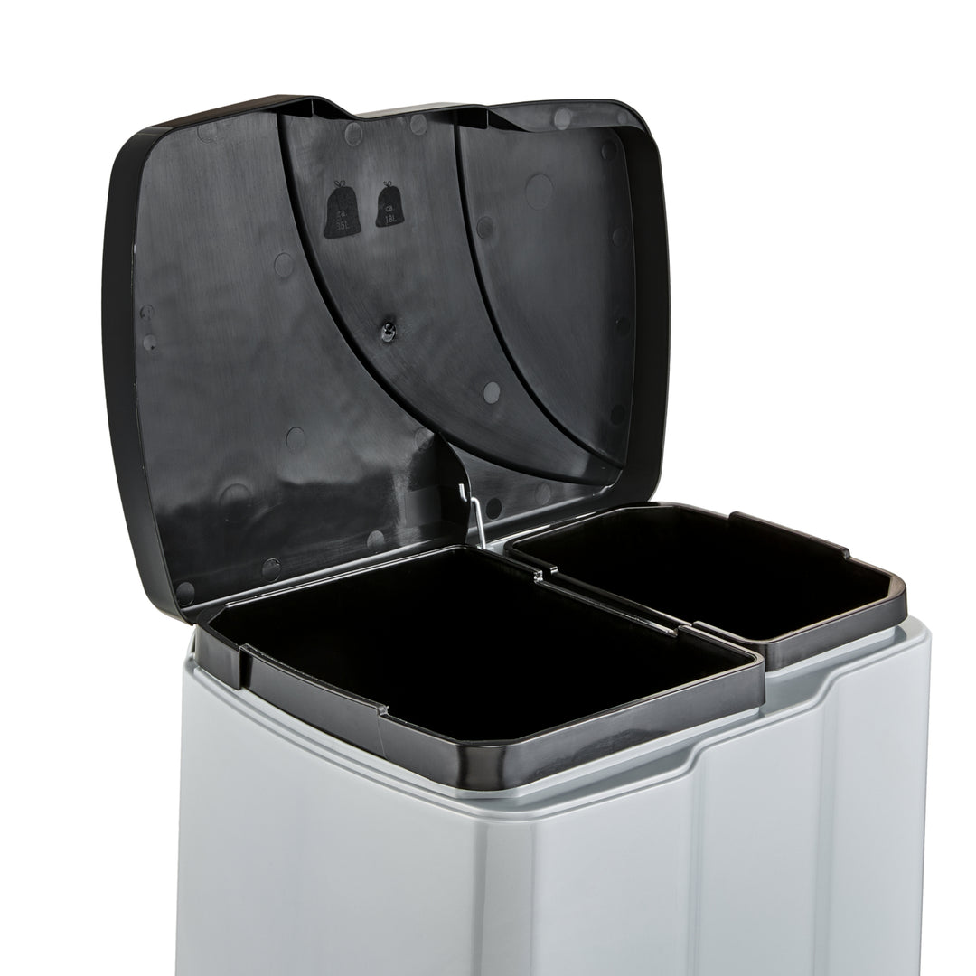 Keeper Gunnar Waste Bin Trash CanPedal 7L + 15L Silver Removable Basket Recycling