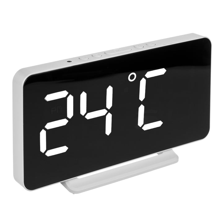 GreenBlue GB383 Digital Clock with Alarm and Thermometer Function Electronic Clock LED Display White