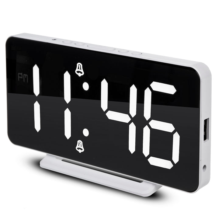 GreenBlue GB383 Digital Clock with Alarm and Thermometer Function Electronic Clock LED Display White