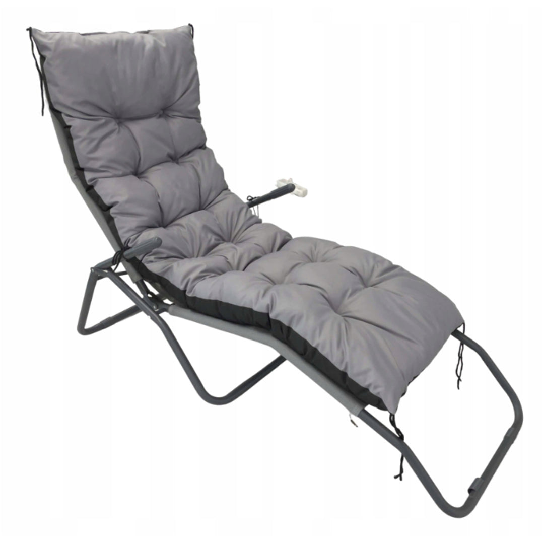 Pillow Cúisín Lounger Gairdín KingGarden le haghaidh Cathaoirleach Gairdín Cúisín Sunlounger 180x50cm Uiscedhíonach Codura PVC Grey