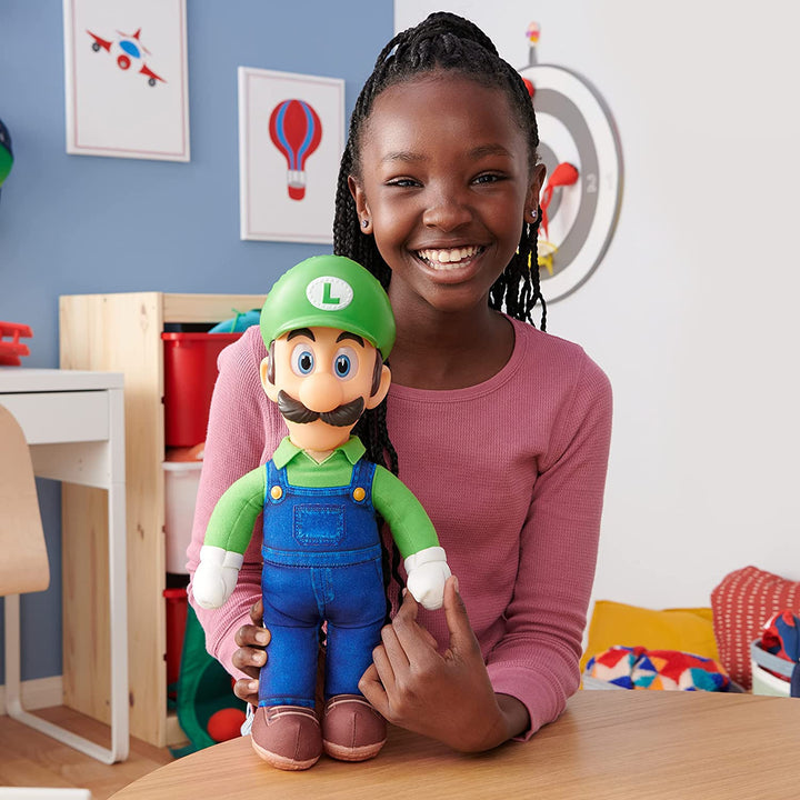 Super MARIO Scannán Luigi, plush, mascot cartúin, 30 cm