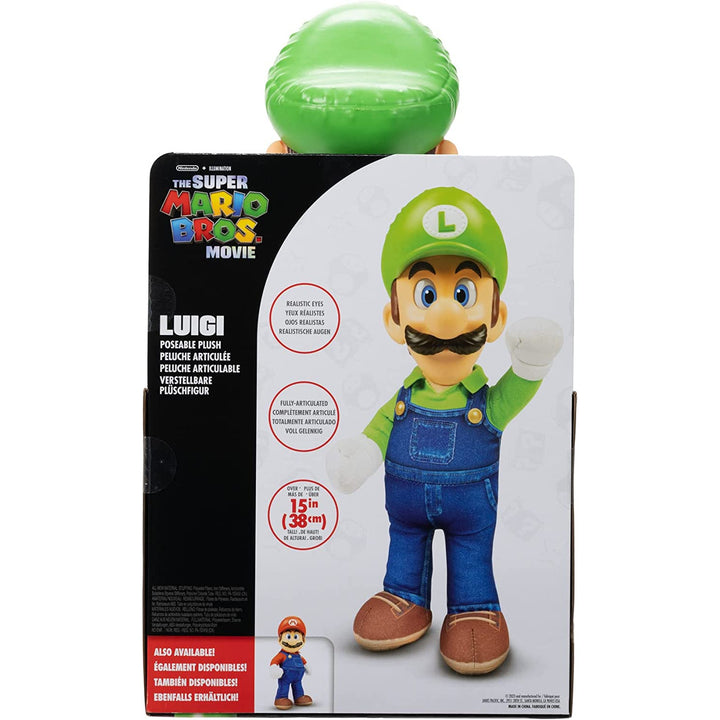 Super MARIO Scannán Luigi, plush, mascot cartúin, 30 cm