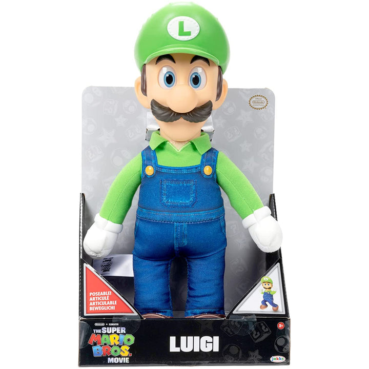 Super MARIO Scannán Luigi, plush, mascot cartúin, 30 cm