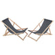 Woodok Set of Two Deck Chairs Made of Beech Wood Beach Chair for Self-assembly Sun Lounger Garden Lounger Beach Garden Balcony Terrace Foldable up to 120 kg Grey