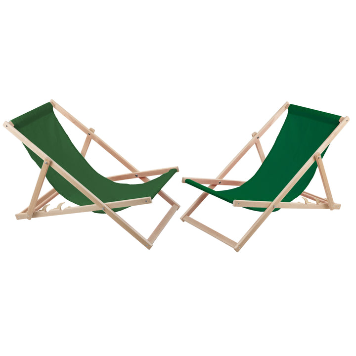 Set of 2 WOODOK Beech Wooden Deck Chairs - Refreshing Green