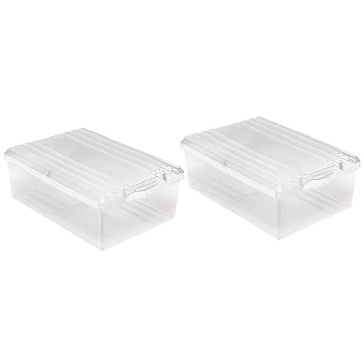 BranQ Set of Two Shoe Boxes 350 x 260 x 130 mm Storage Boxes with Lids Natural Colour